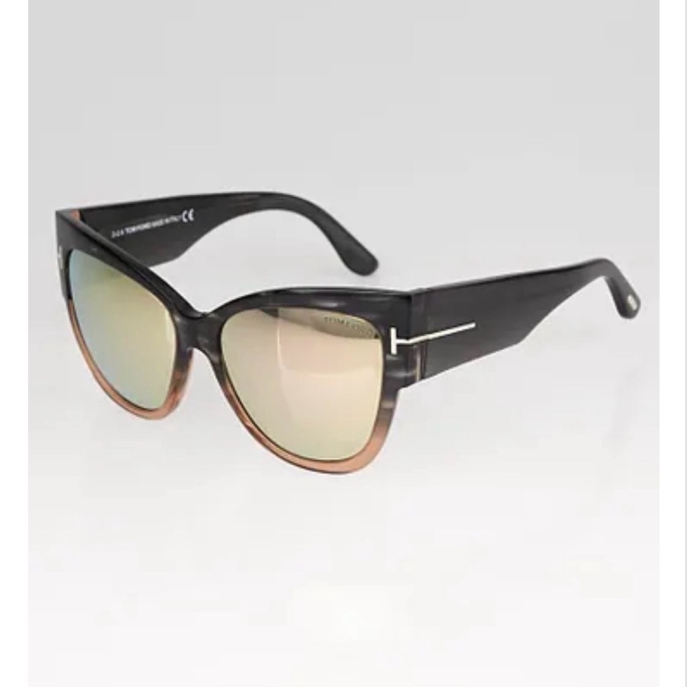 Tom Ford Anoushka TF371 Melange Grey Acetate Cateye mirrored sunglasses - Picture 10 of 10